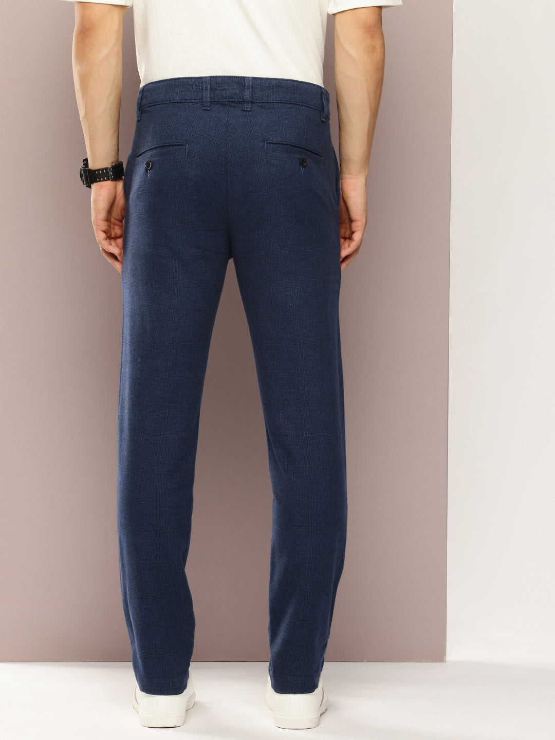 Men Checked Slim Fit Chinos Casual Trousers