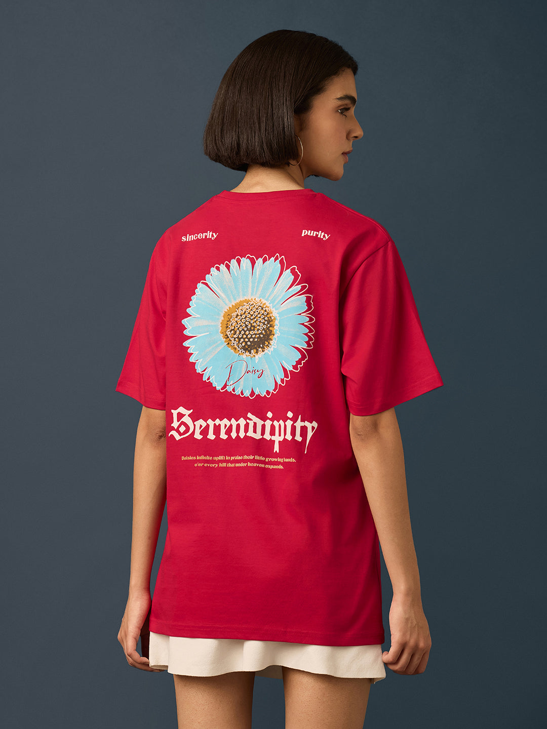 Womens Short Sleeve Printed Oversized Fit Tshirt 