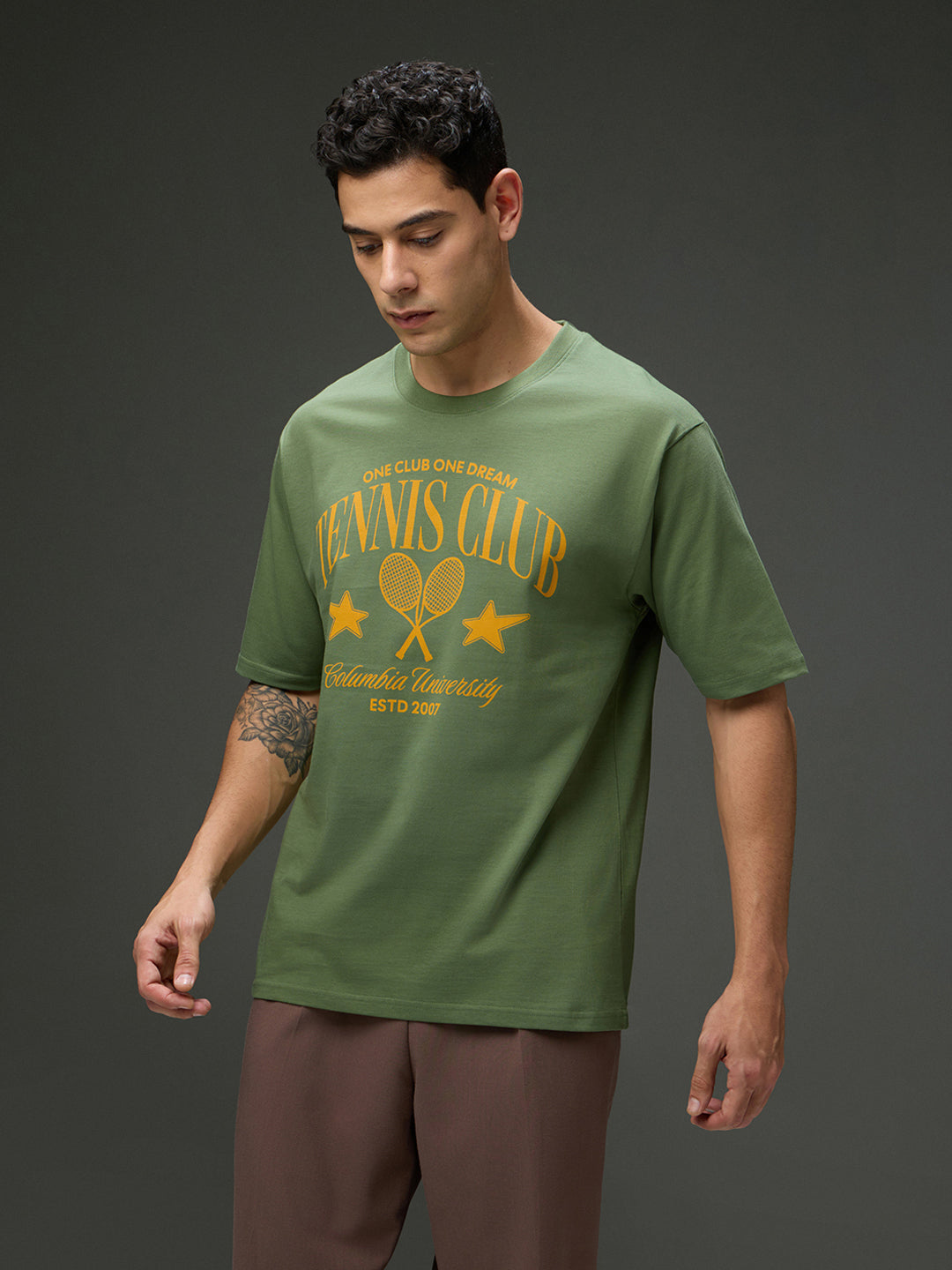 Mens Round Neck Half Sleeve Printed Oversized Fit Tshirt