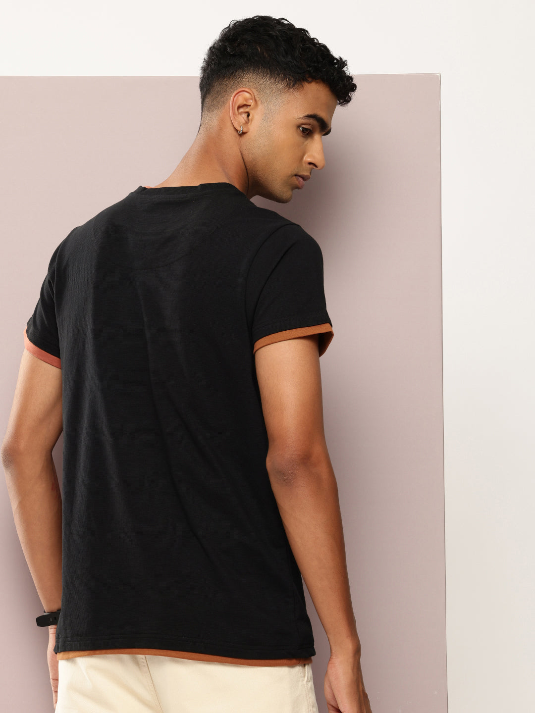 Mens Half Sleeve V-Neck Solid Regular Fit Tshirts