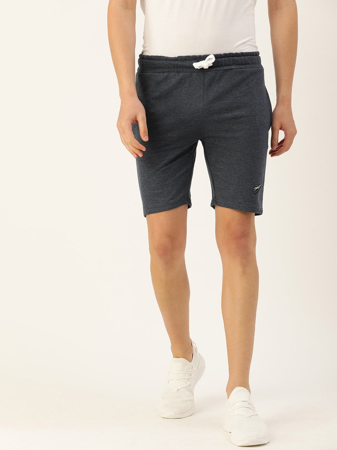 Men Blue Solid Mid-Rise Regular Shorts