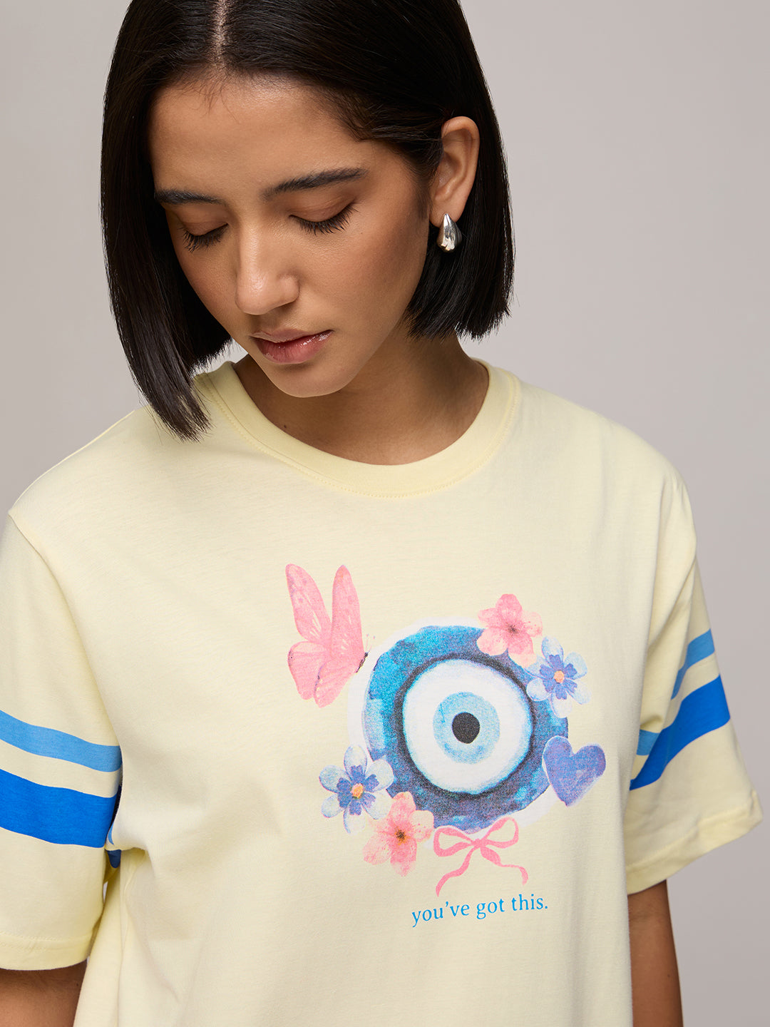 Womens Printed Oversized Fit Cotton T-Shirt