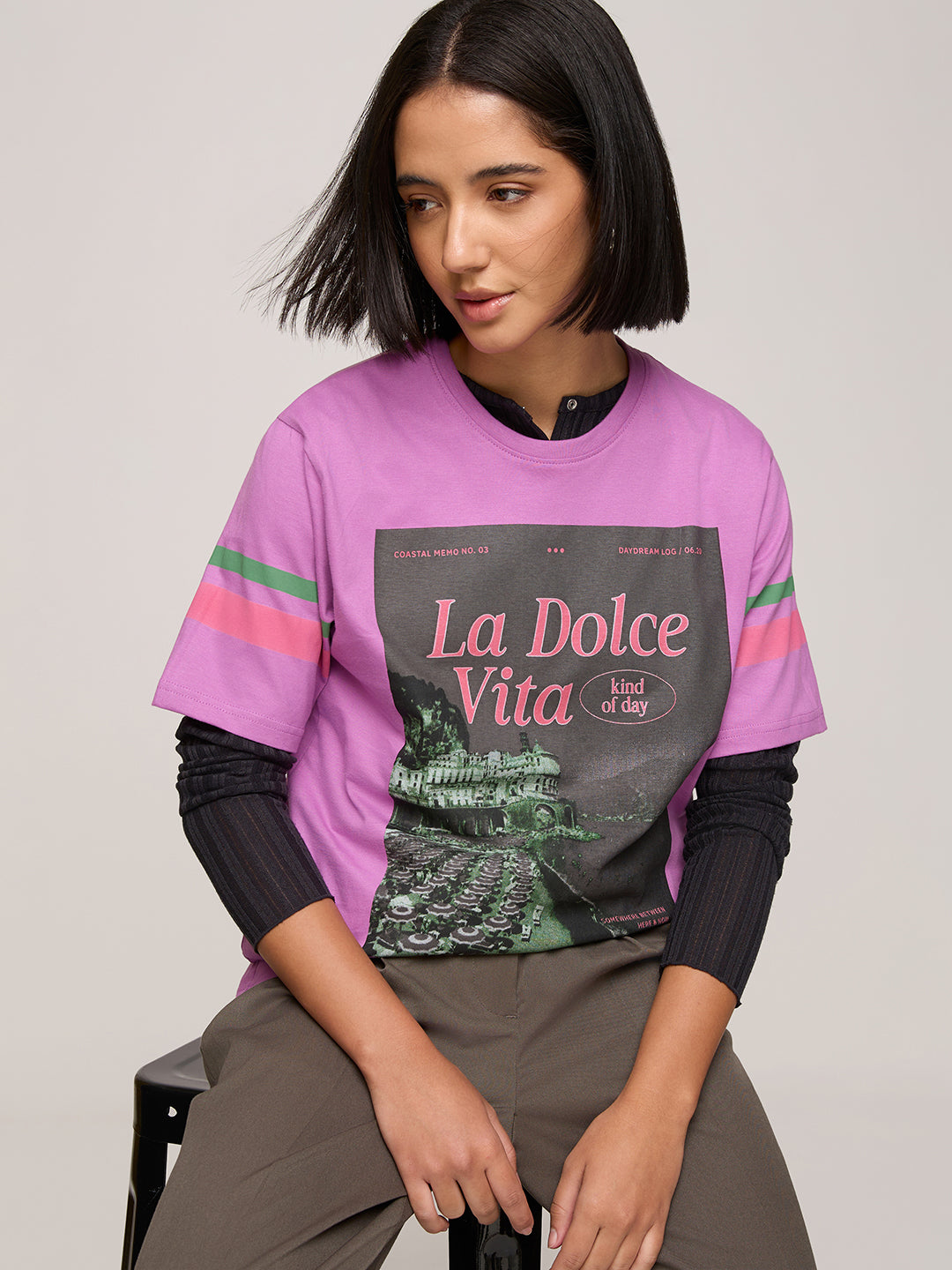 Womens Printed Oversized Fit Cotton T-Shirt