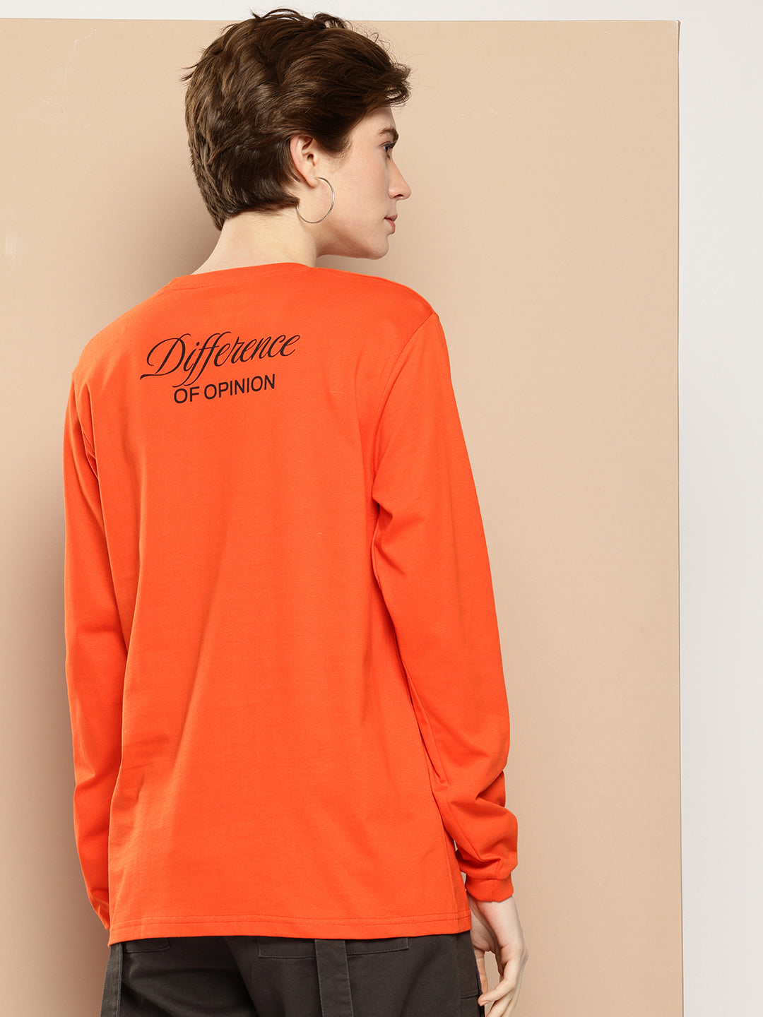 Womens Full Sleeve Round Neck Printed Oversized Fit Tshirts