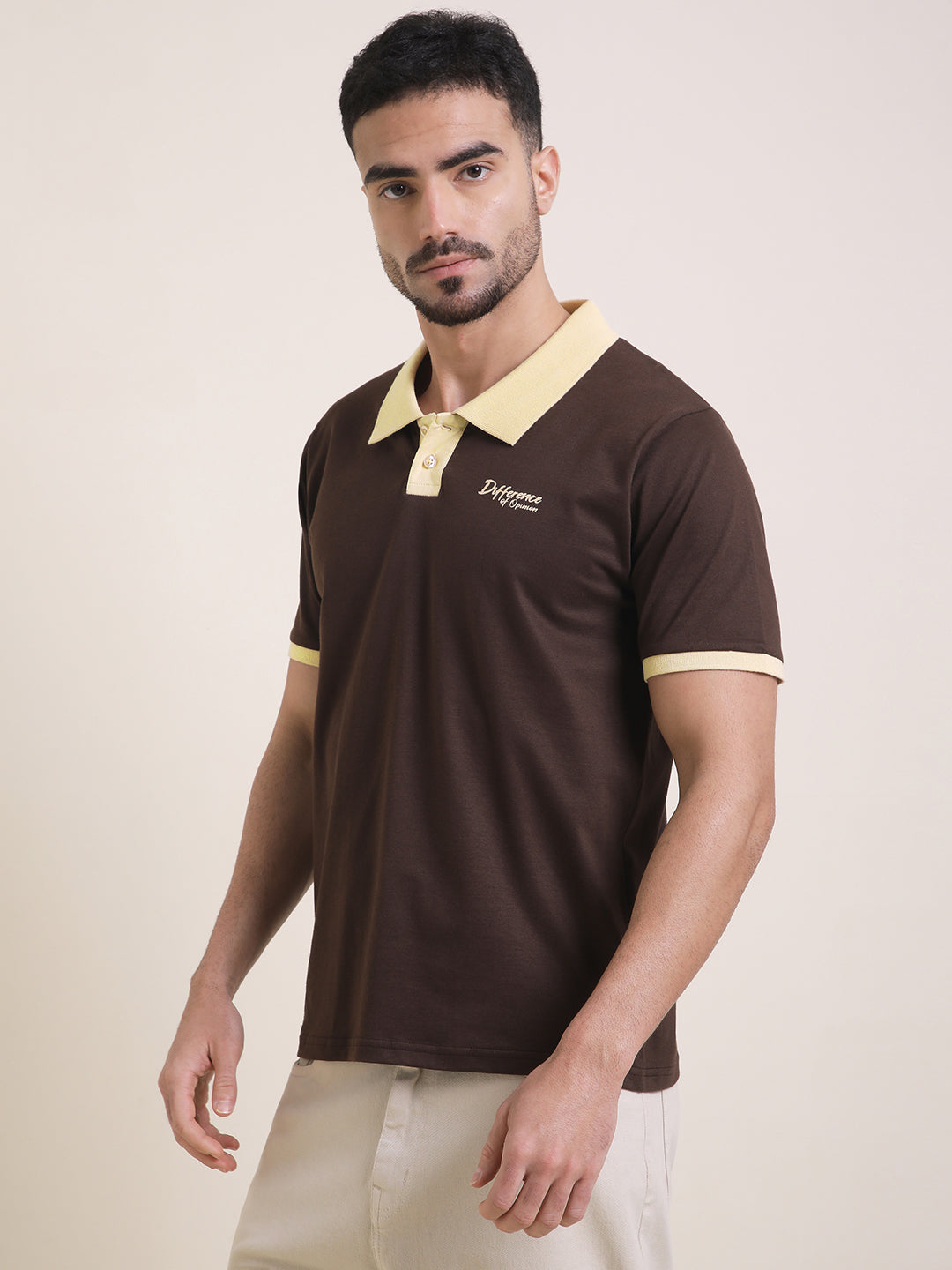 Mens Half Sleeve Polo Neck Back Printed Relaxed Fit Tshirts