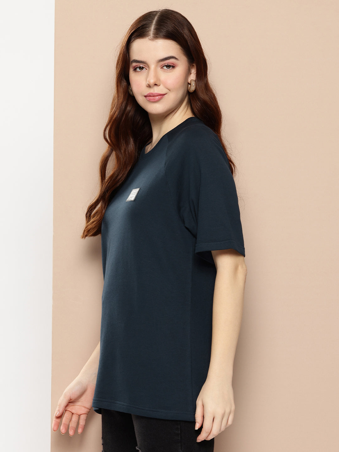 Womens Half Sleeve Round Neck Solid Oversized Fit Tshirts