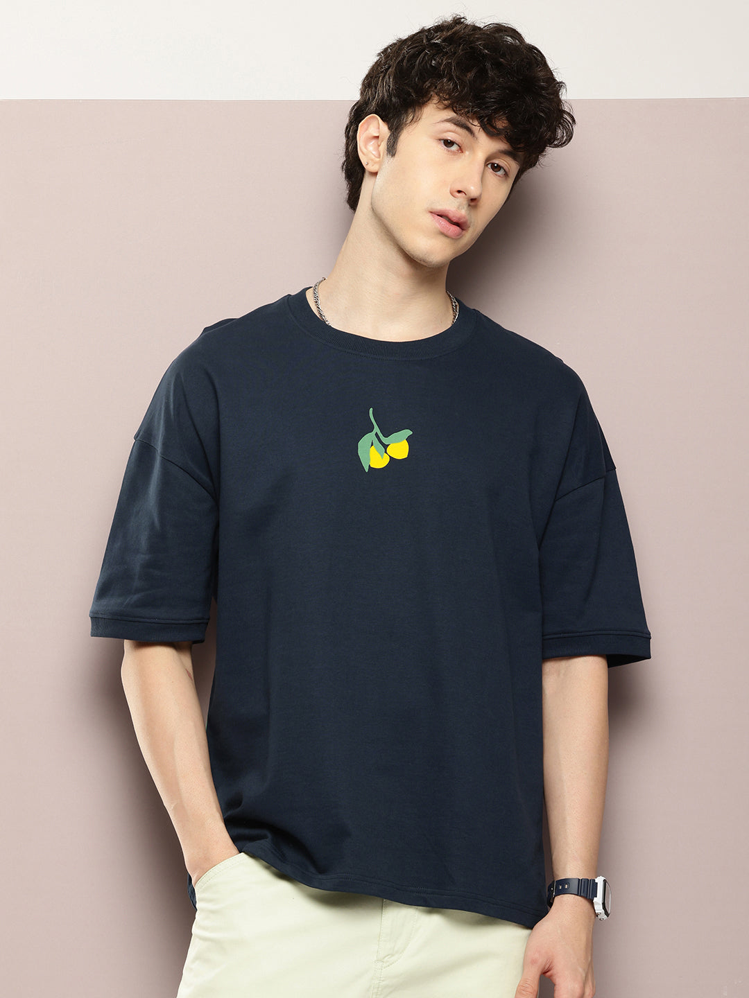 Mens Half Sleeve Round Neck Back Printed Oversized Fit Tshirts