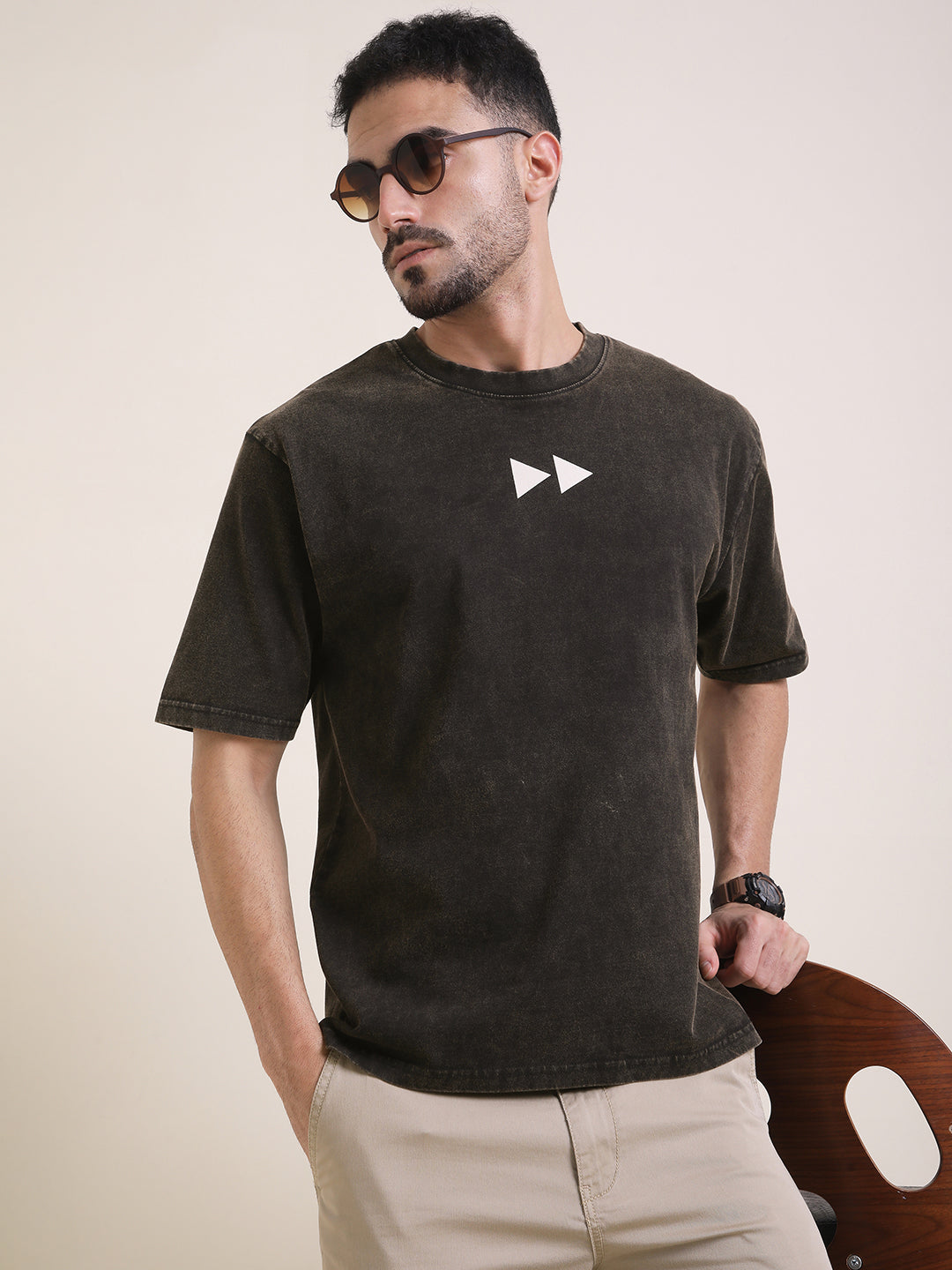 Mens Half Sleeve Round Neck Back Printed Oversized Fit Tshirts
