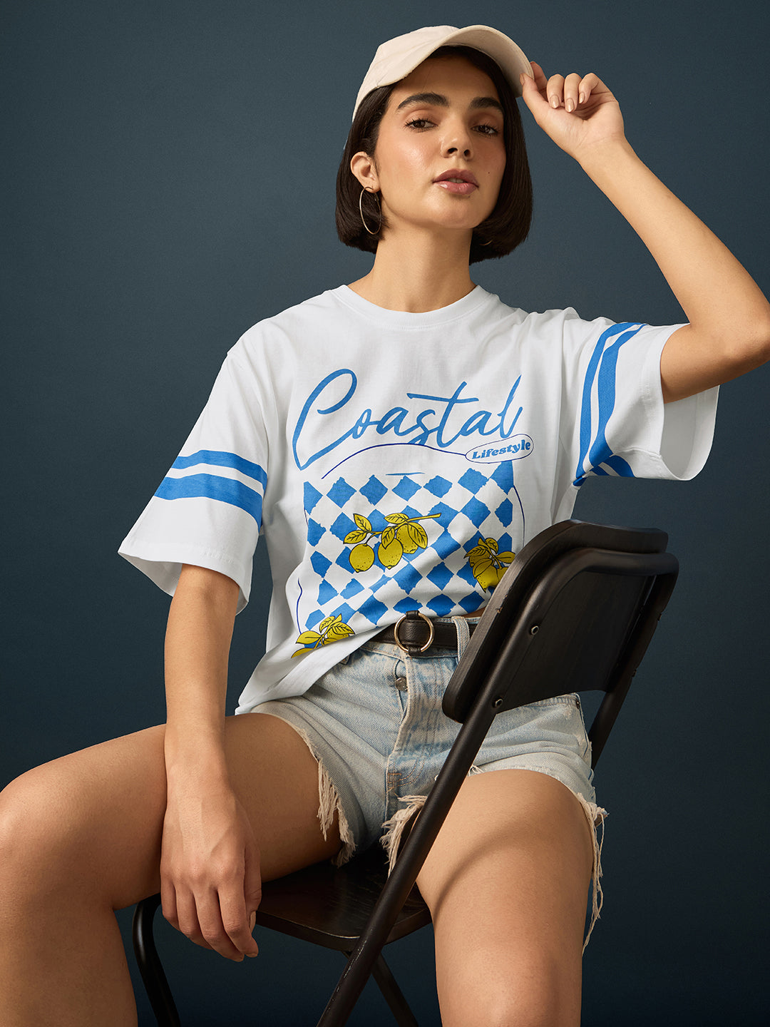 Womens Short Sleeve Printed Oversized Fit Tshirt 