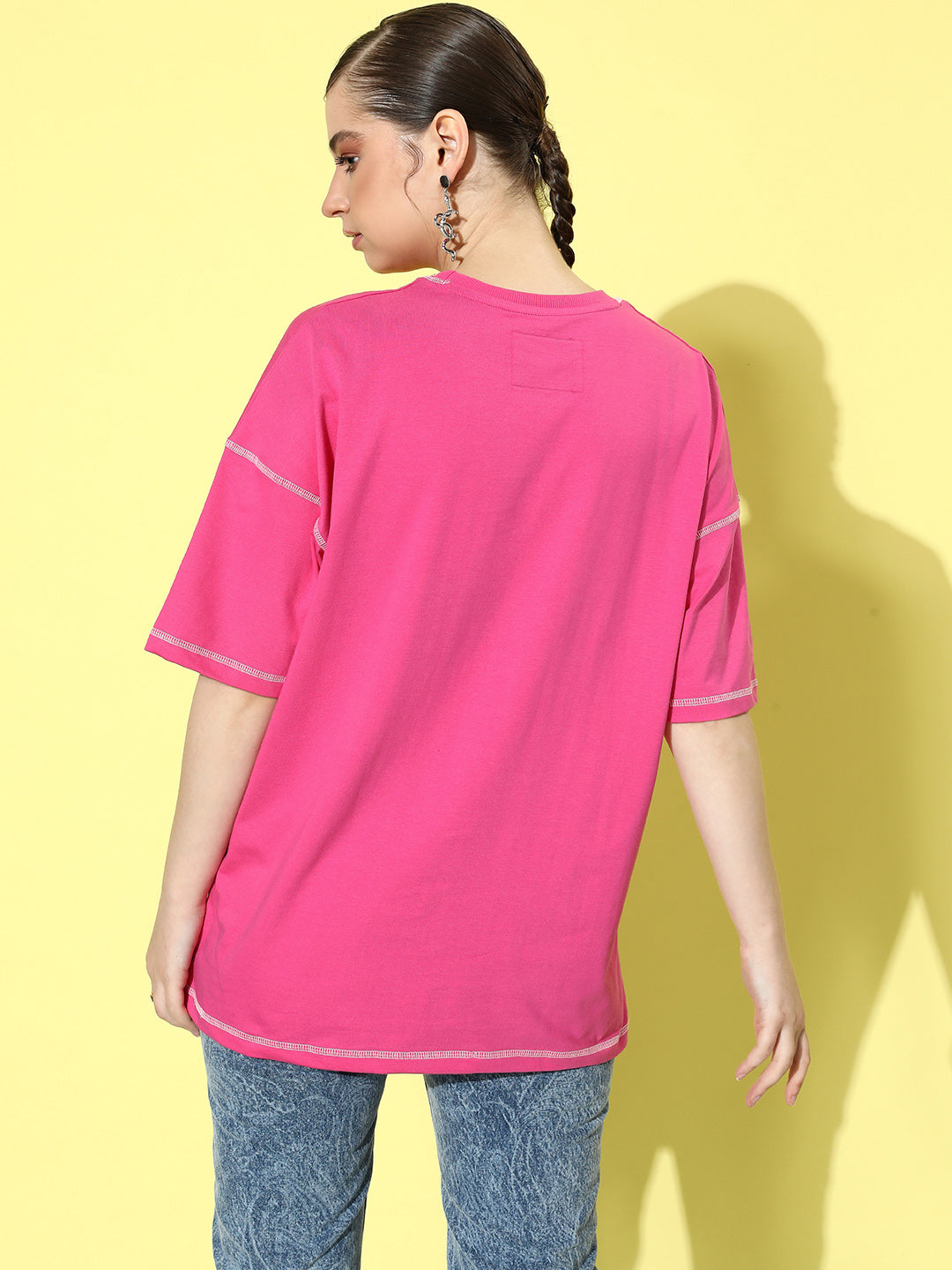 Womens Half Sleeve Drop Shoulder Plain Oversized Fit T-Shirts