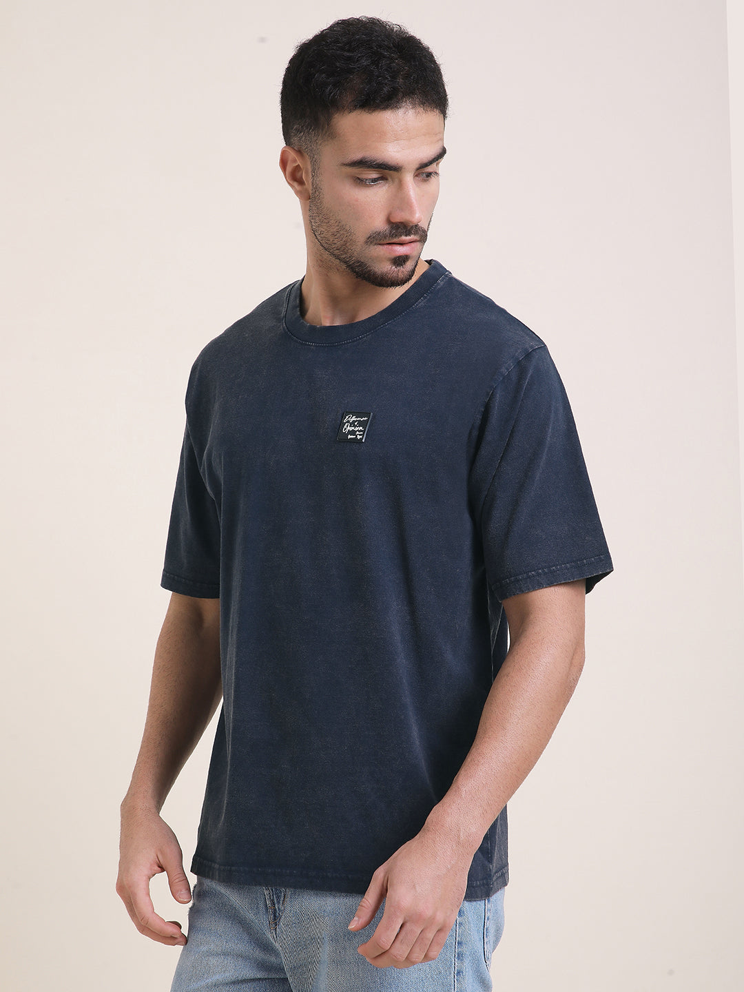 Mens Half Sleeve Round Neck Back Printed Oversized Fit Tshirts