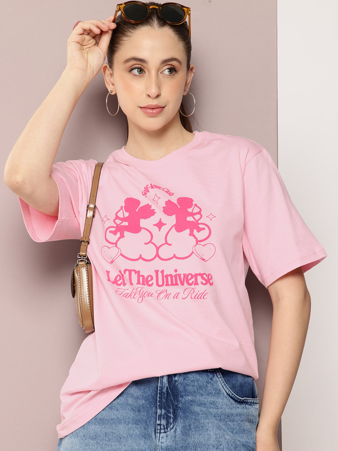 Womens Half Sleeve Round Neck Printed Oversized Fit Tshirts