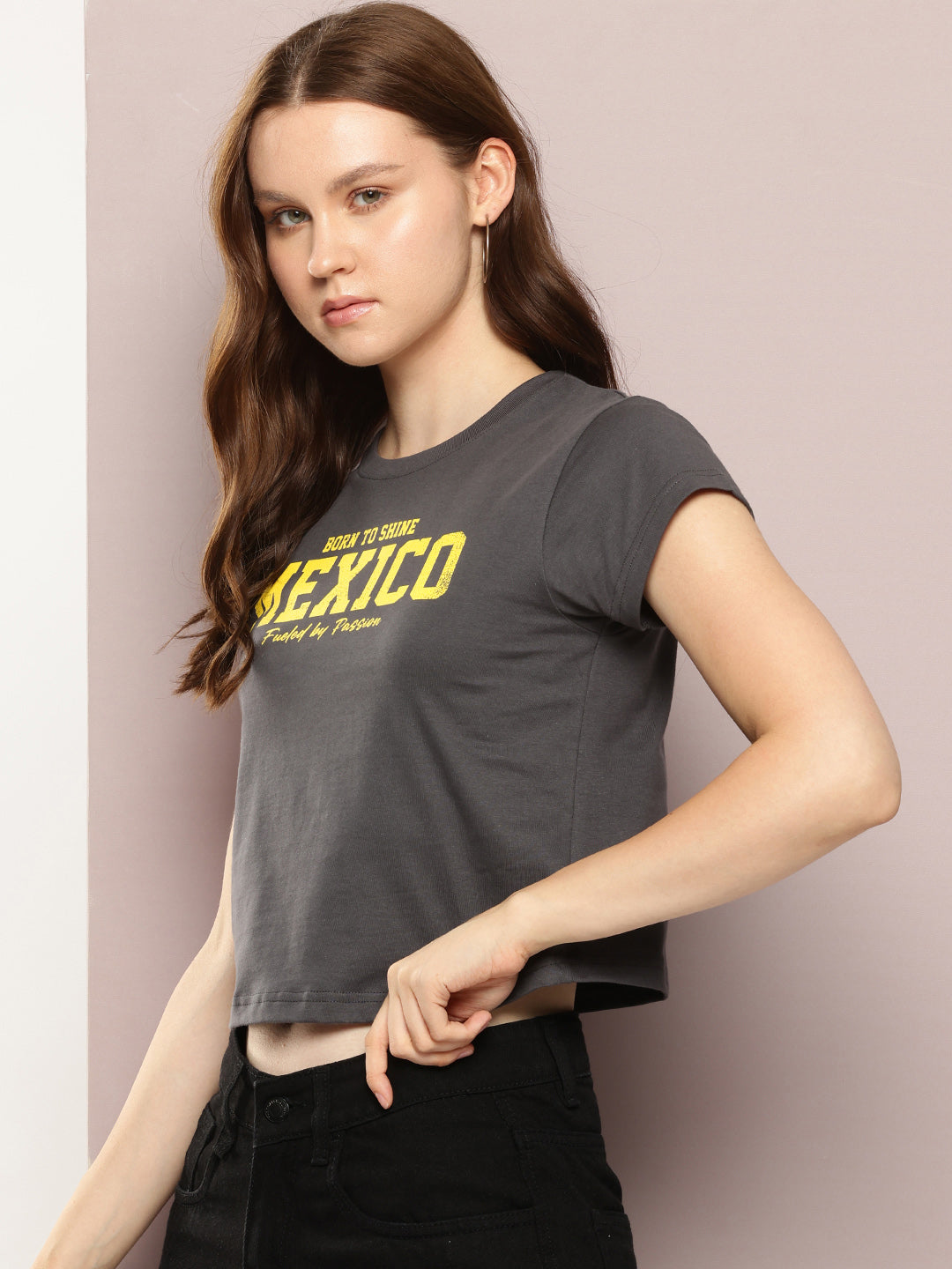 Womens Half Sleeve Round Neck Printed Regular Fit Tshirts