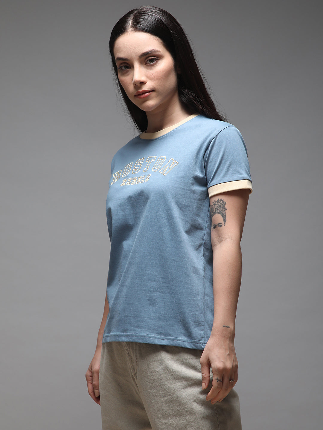 Womens Half Sleeve Round Neck Embroidery Regular Fit Tshirts