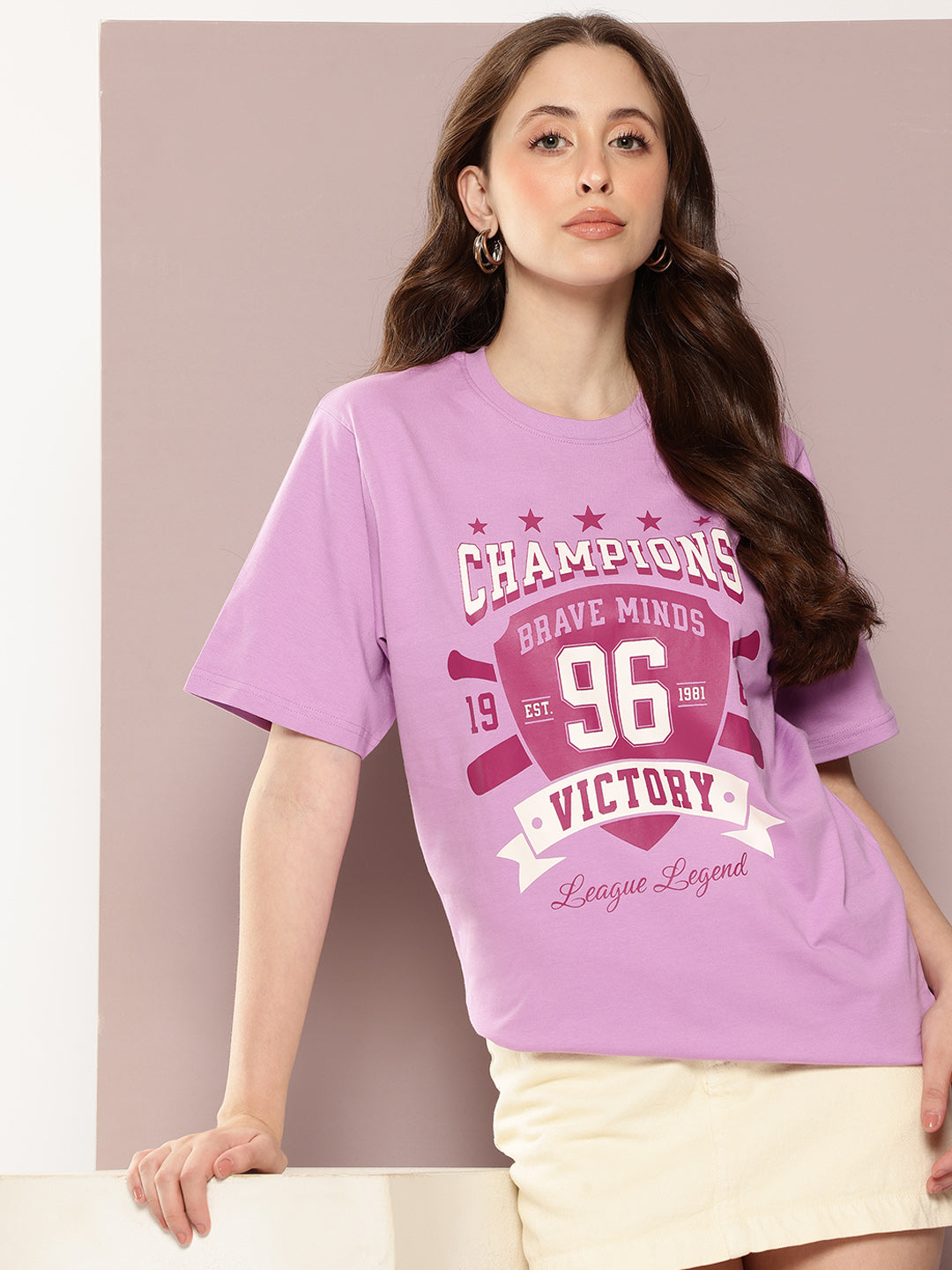 Womens Half Sleeve Round Neck Printed Oversized Fit Tshirts