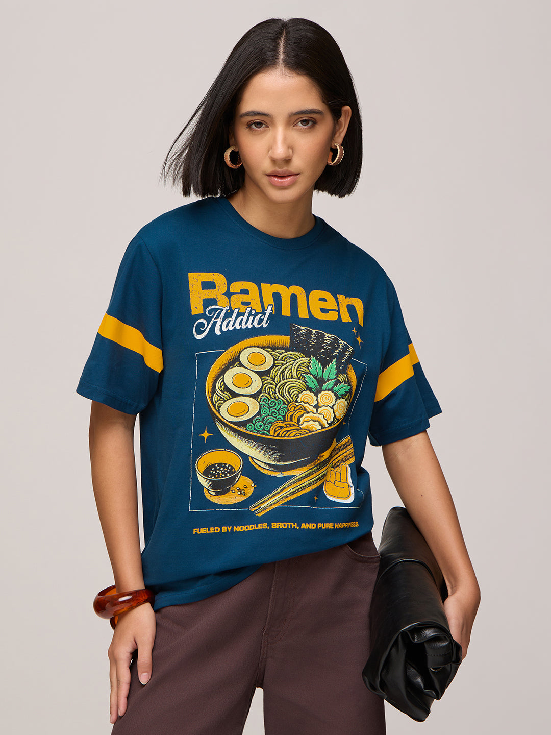 Womens Printed Oversized Fit Cotton T-Shirt