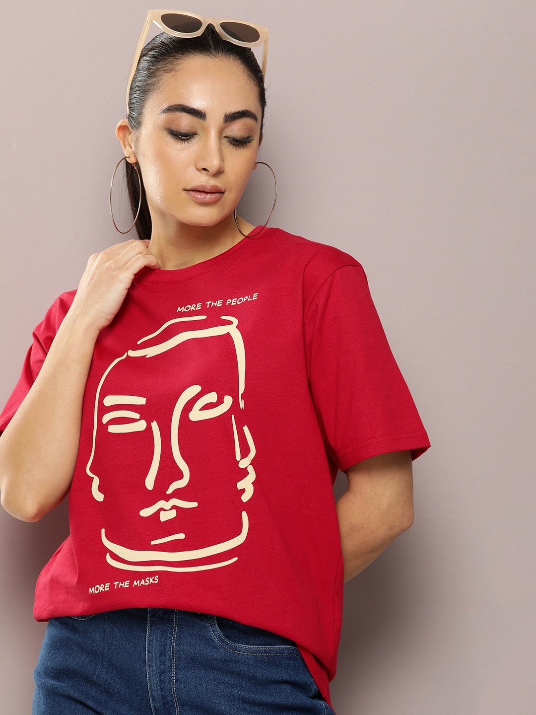 Womens Short Sleeve Round Neck Oversized Fit T-Shirt