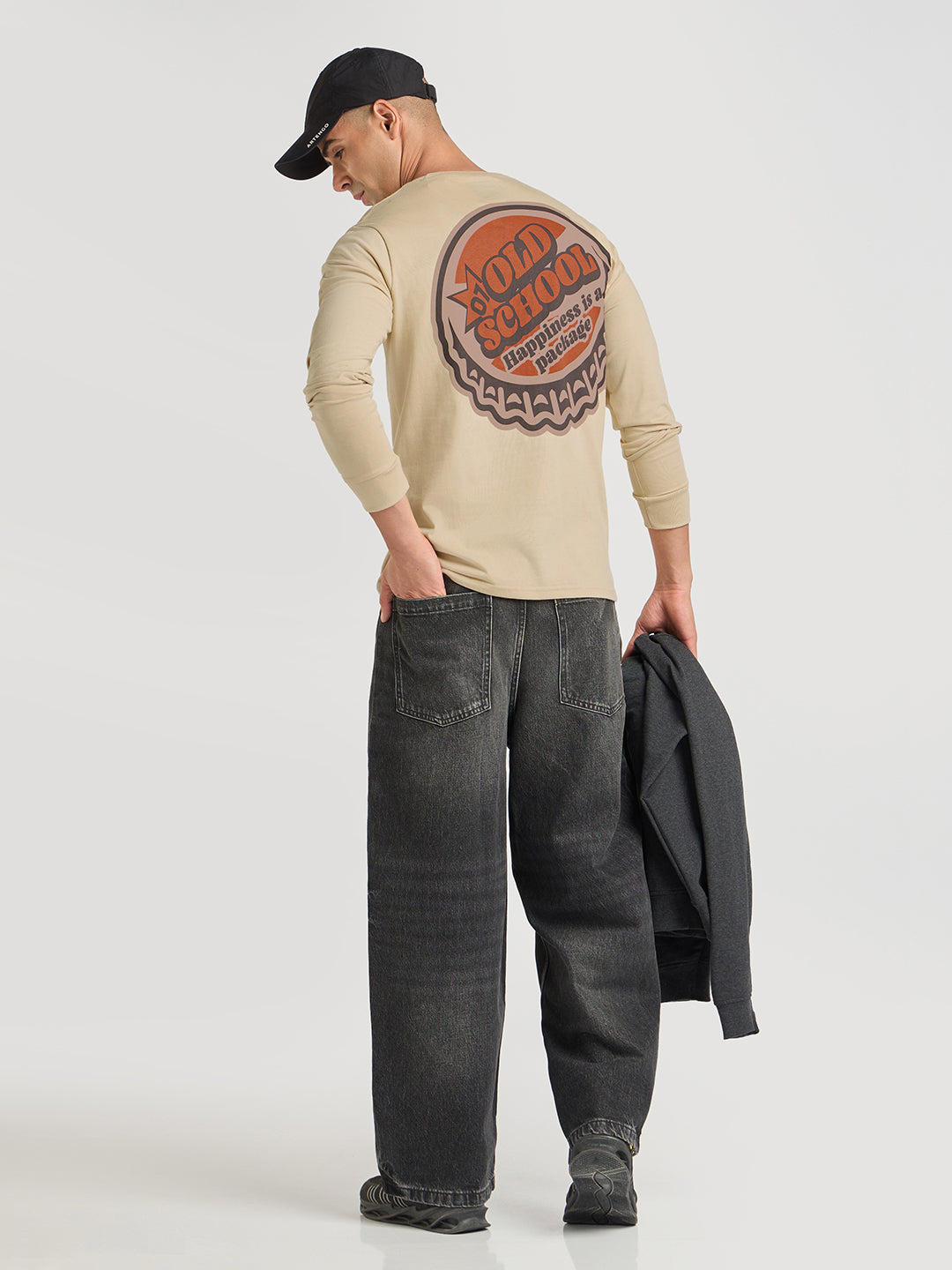 Mens Printed Regular Fit Full Sleeve Round Neck Tshirt