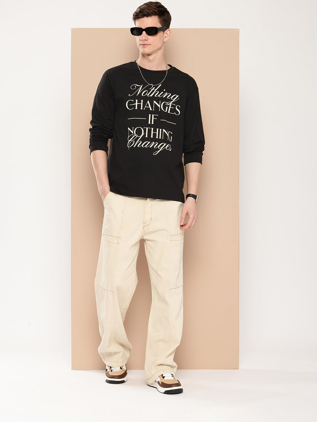 Mens Full Sleeve Round Neck Printed Oversized Fit Tshirts