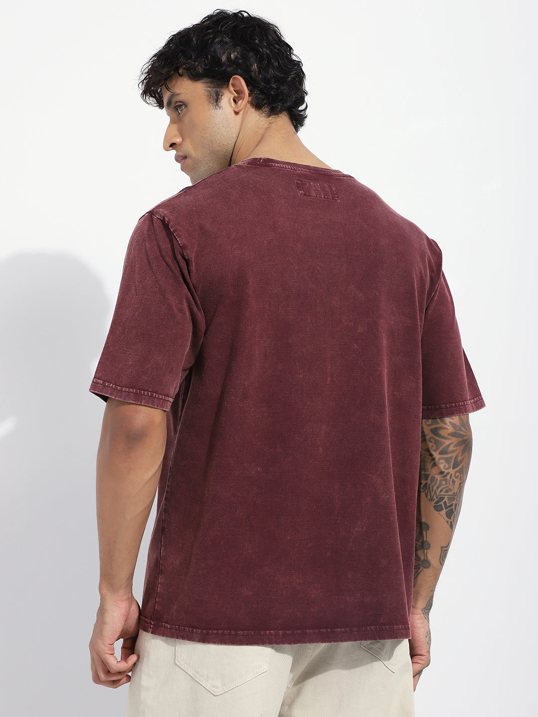 Mens Half Sleeve Round Neck Striped Oversized Fit Tshirts