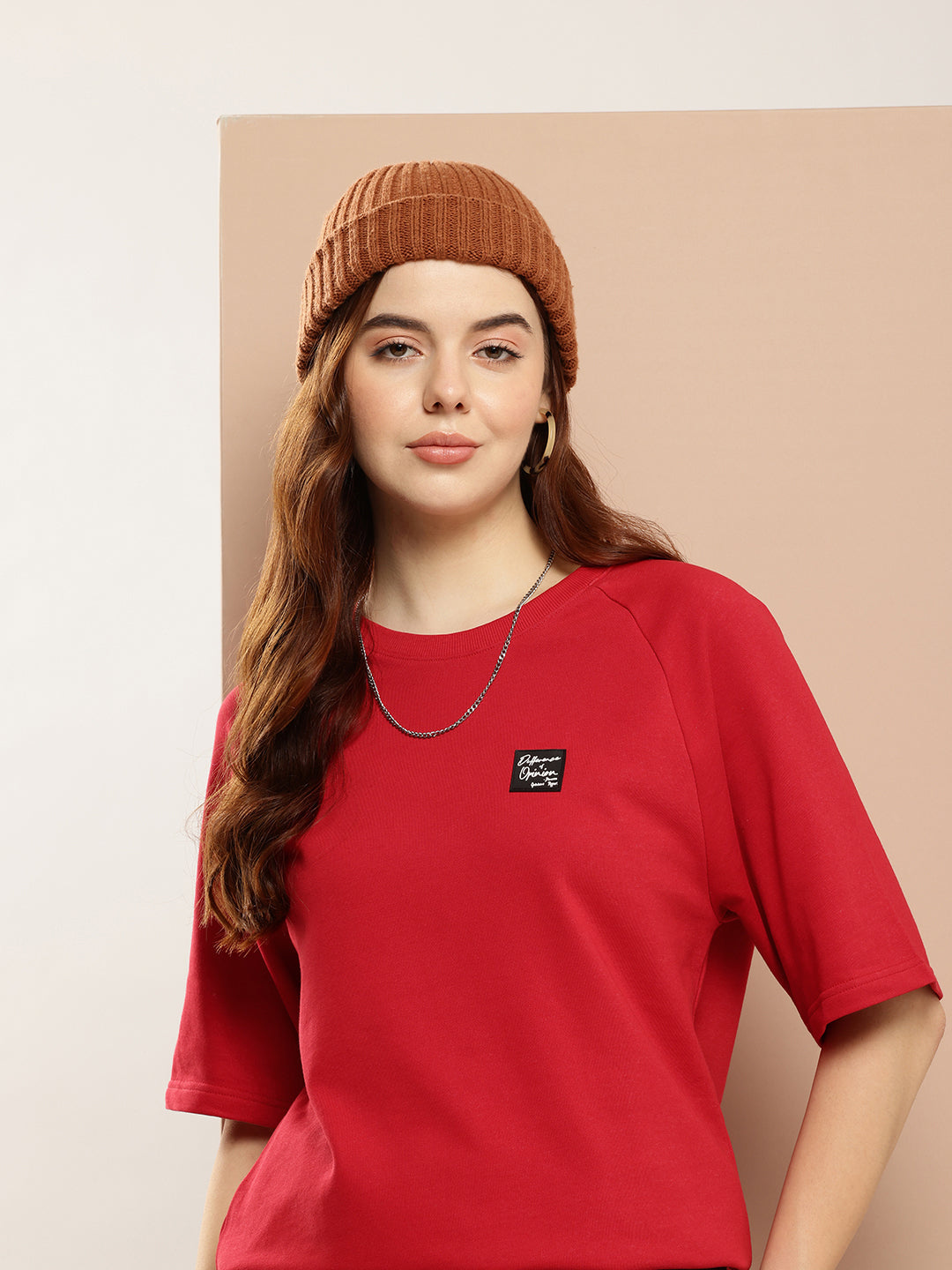 Womens Half Sleeve Round Neck Solid Oversized Fit Tshirts