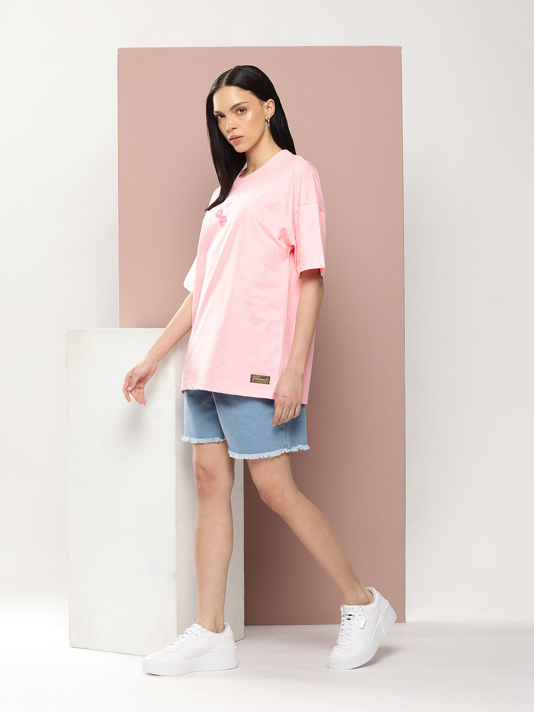 Womens Half Sleeve Drop Shoulder Printed Oversized Fit T-Shirts