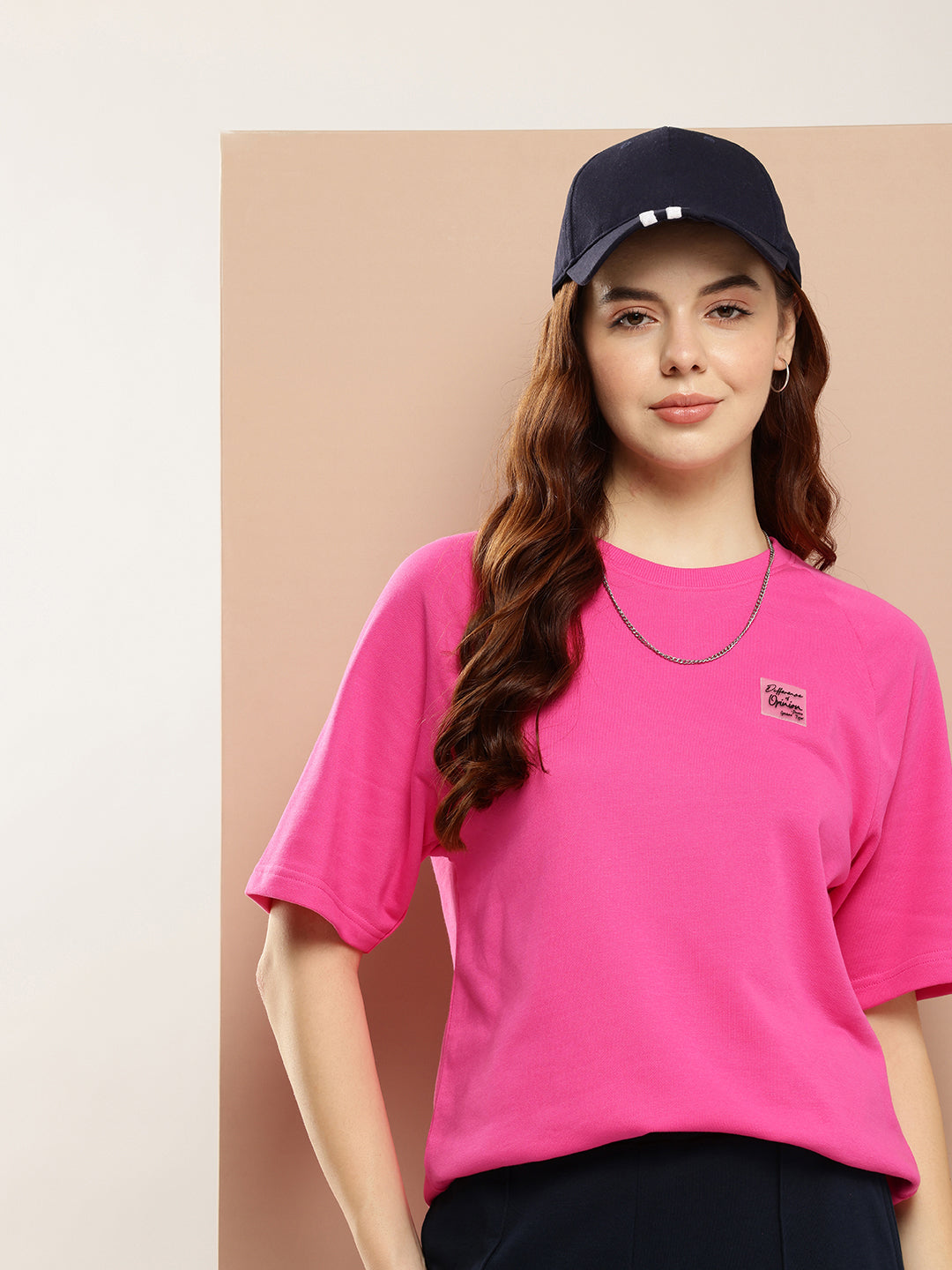 Womens Half Sleeve Round Neck Solid Oversized Fit Tshirts
