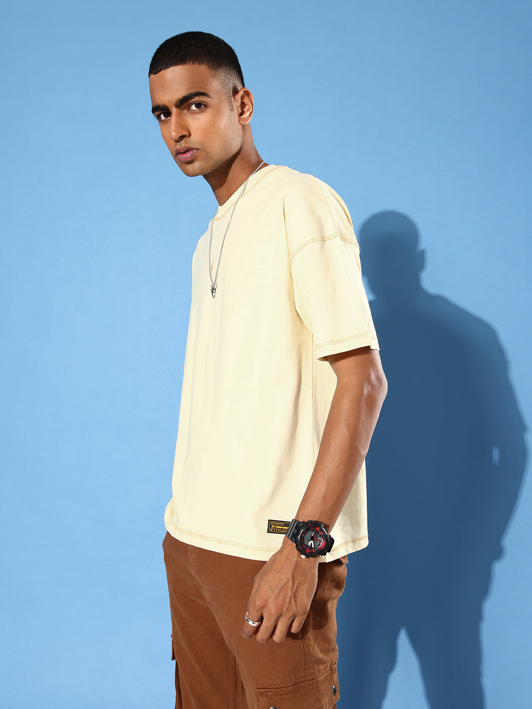 Mens Half Sleeve Drop Shoulder Plain Oversized Fit T-Shirts