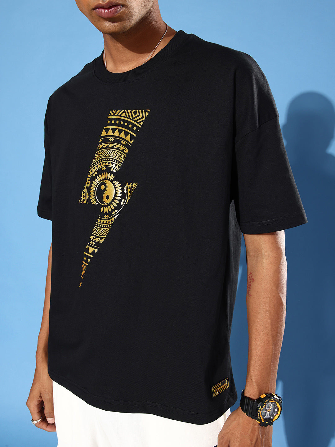 Mens Half Sleeve Drop Shoulder Printed Oversized Fit T-Shirts