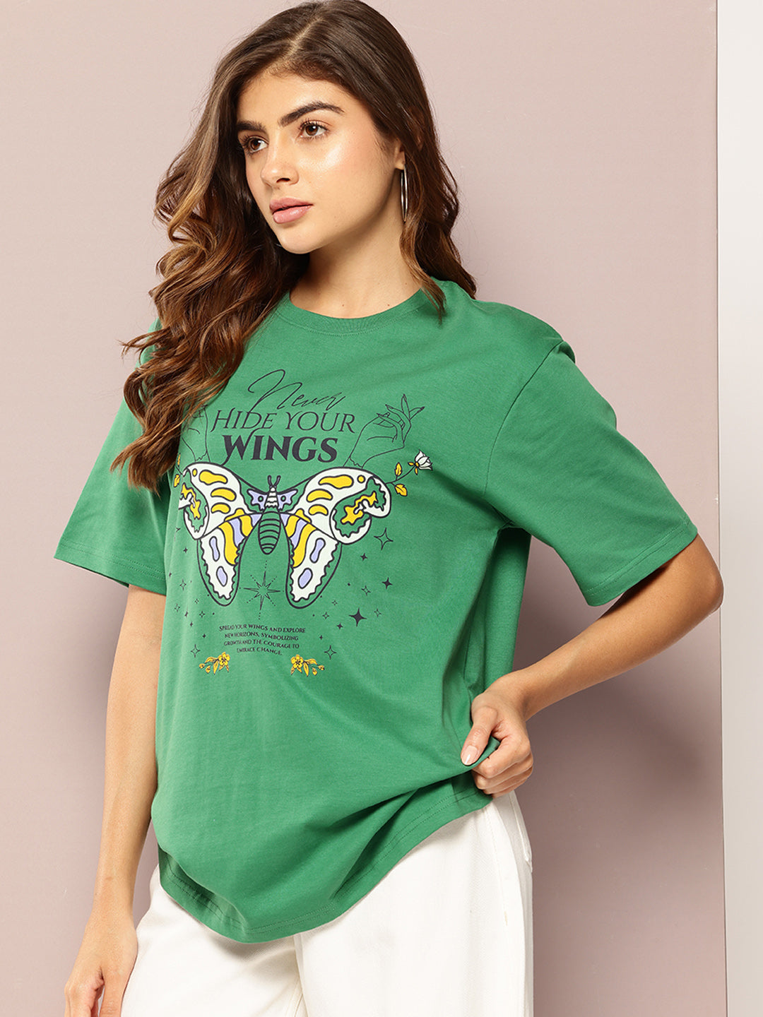 Womens Short Sleeve Printed Oversized Fit Tshirt