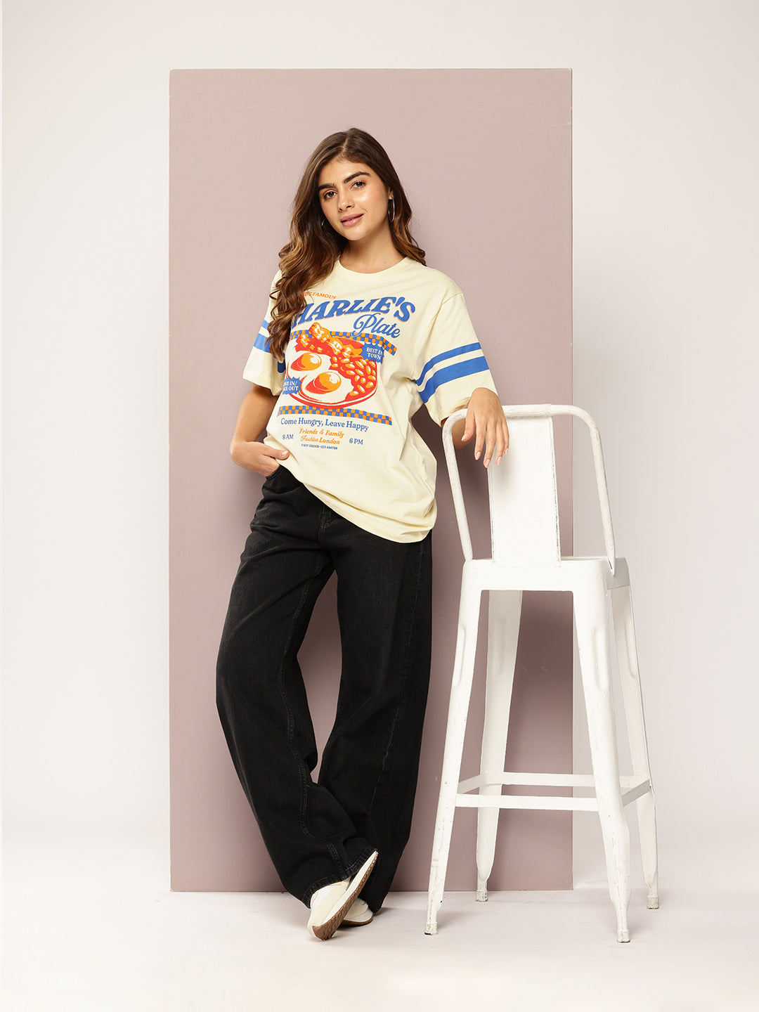 Womens Short Sleeve Printed Oversized Fit Tshirt