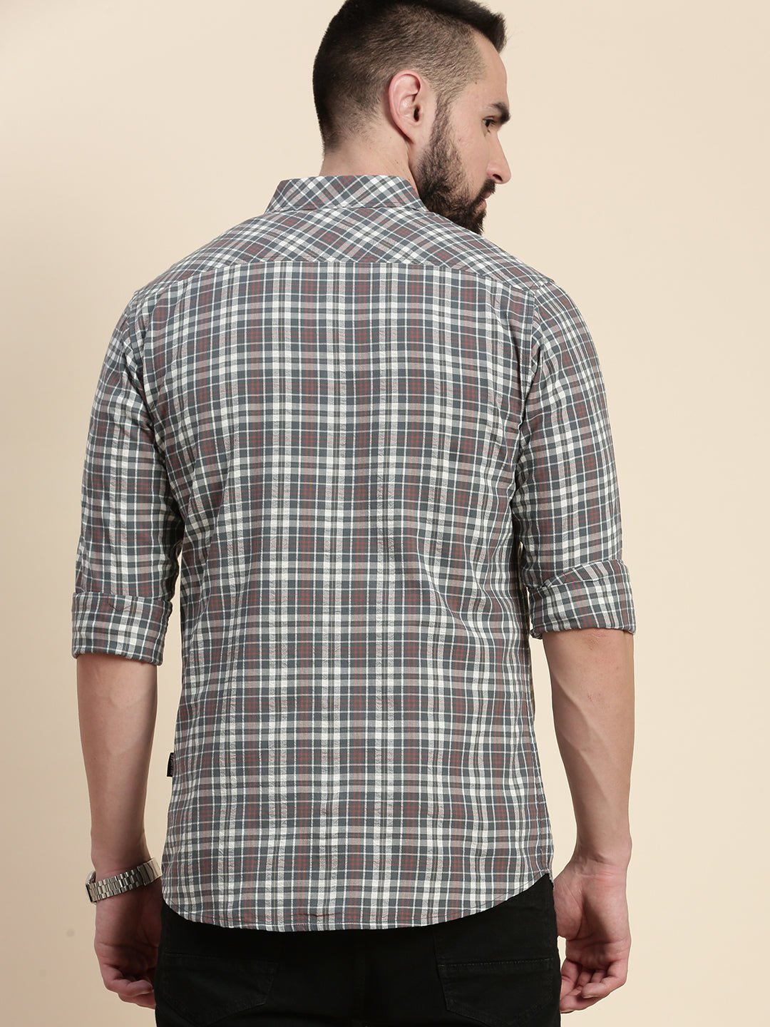 Men Checked Full Sleeve Shirt With Pocket