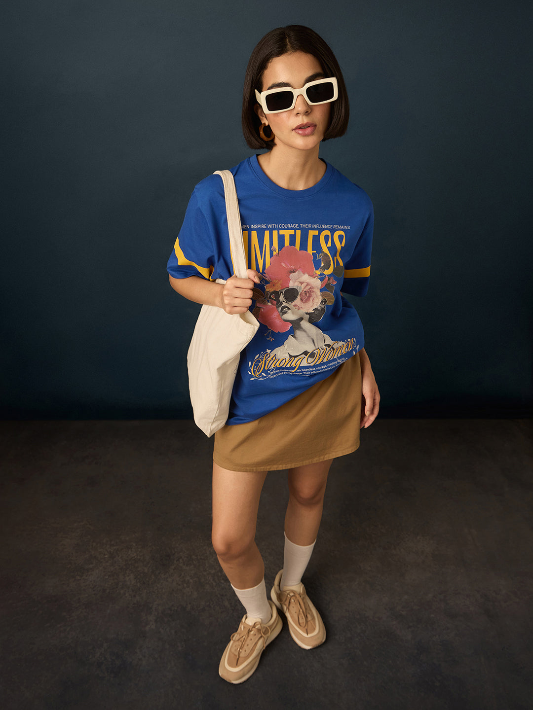 Womens Short Sleeve Printed Oversized Fit Tshirt 