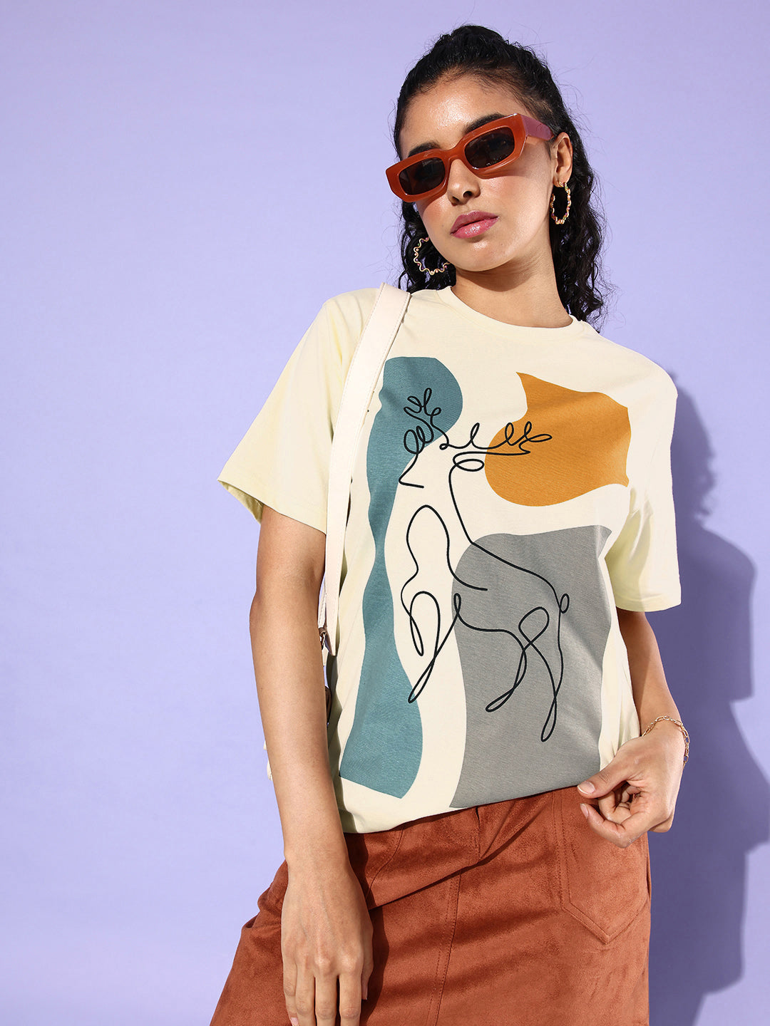 Womens Half Sleeve Round Neck Oversized Fit T-Shirts