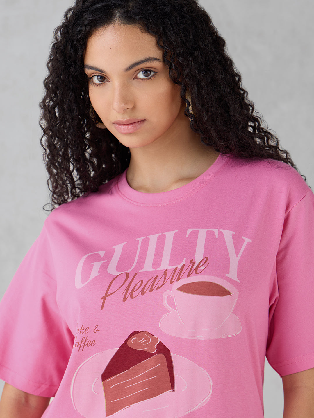 Womens Half Sleeve Printed Oversized Fit Tshirt