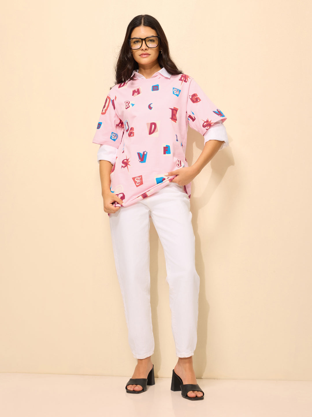 Womens Printed Oversized Cotton T-Shirt