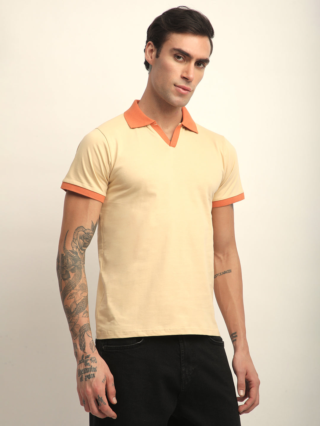 Mens Half Sleeve Polo Neck Solid Regular Fit Tshirts