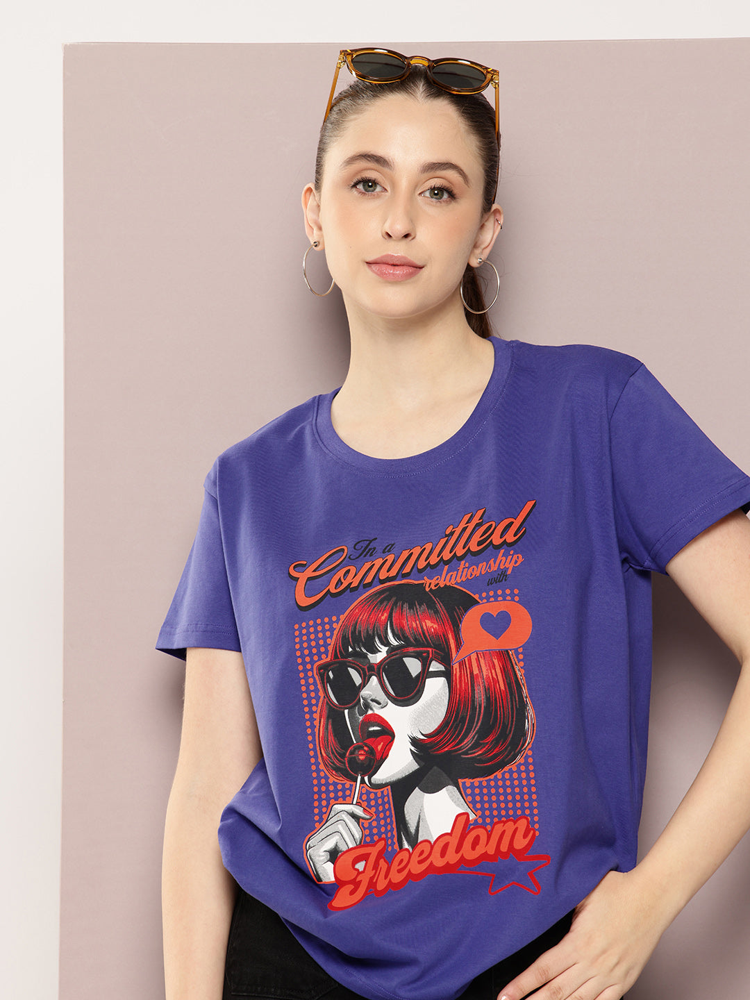 Womens Half Sleeve Round Neck Printed Boxy Fit Tshirts