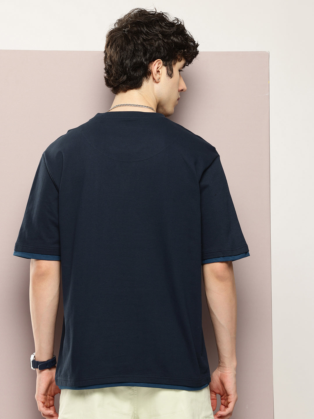 Mens Half Sleeve V-Neck Solid Oversized Fit Tshirts