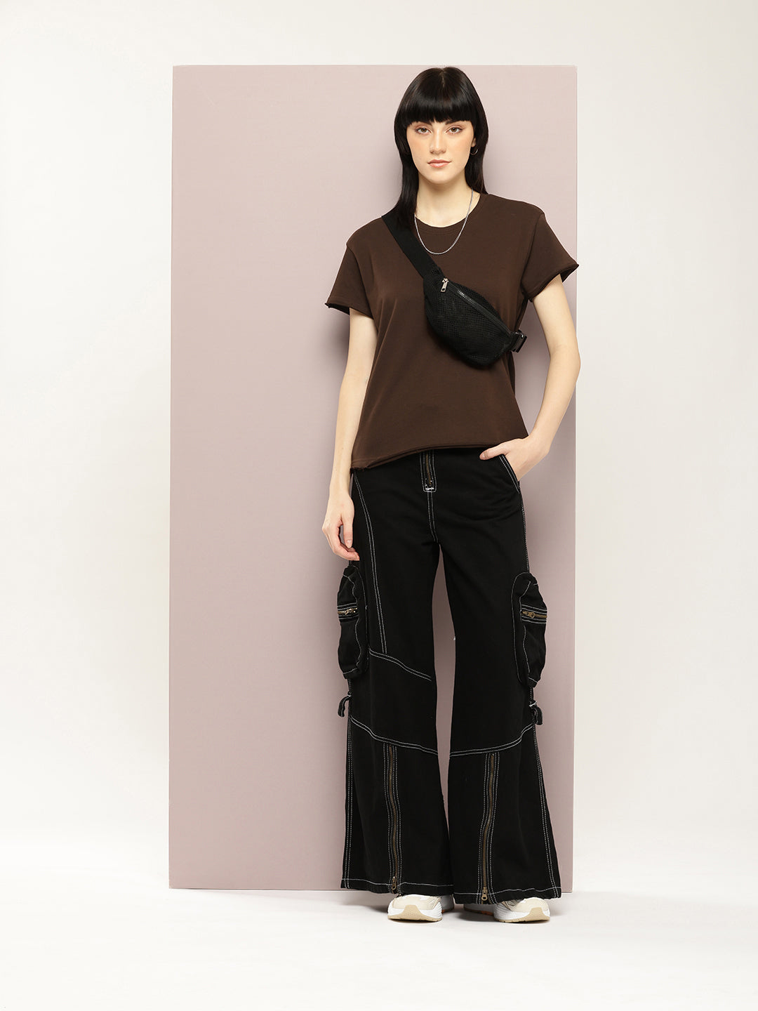 Womens Half Sleeve Round Neck Solid Boxy Fit Tshirts