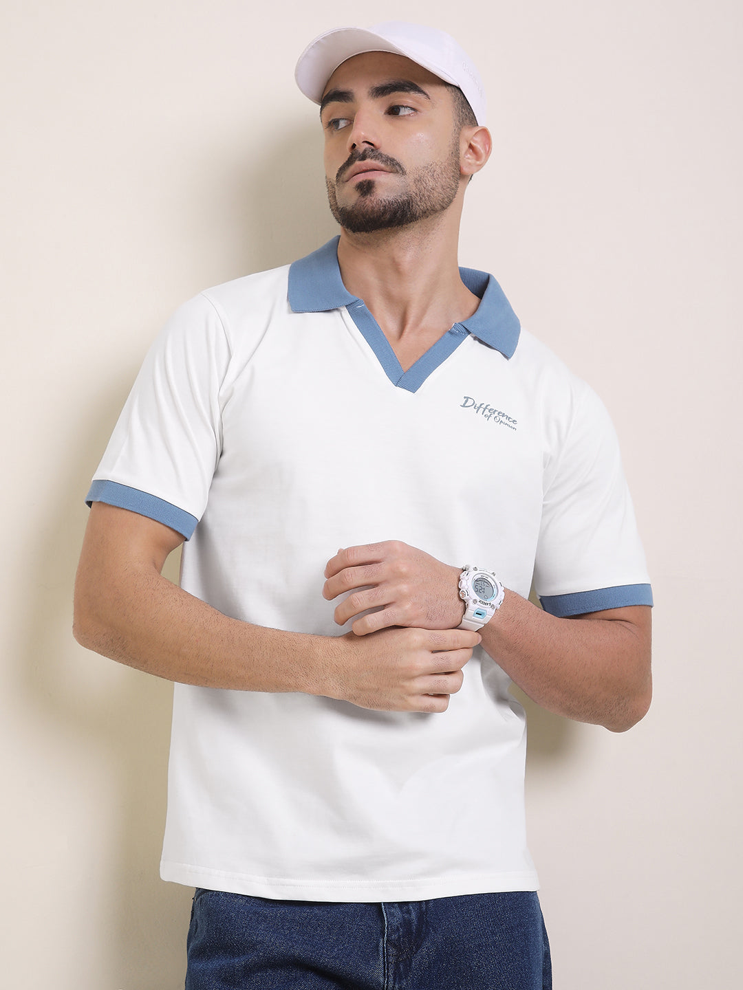 Mens Half Sleeve Polo Neck Back Printed Relaxed Fit Tshirts