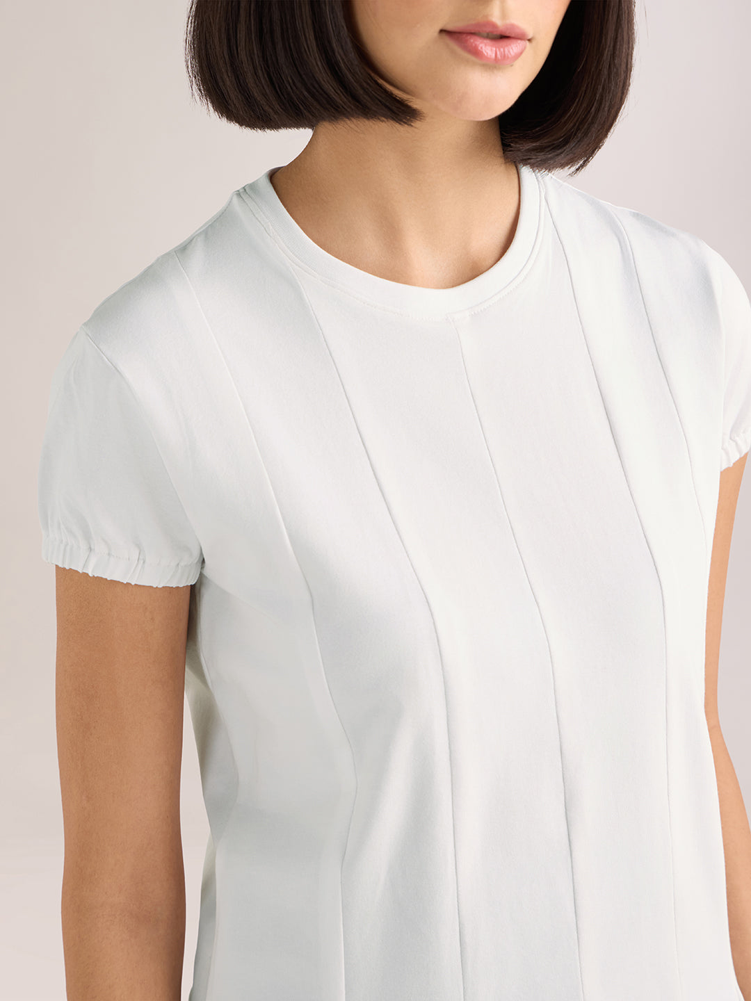Womens Solid Regular Fit Lycra Jersey Round Neck Tshirt