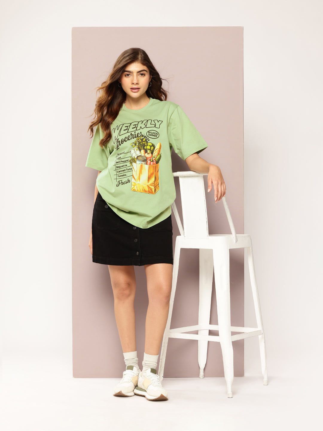 Womens Short Sleeve Printed Oversized Fit Tshirt