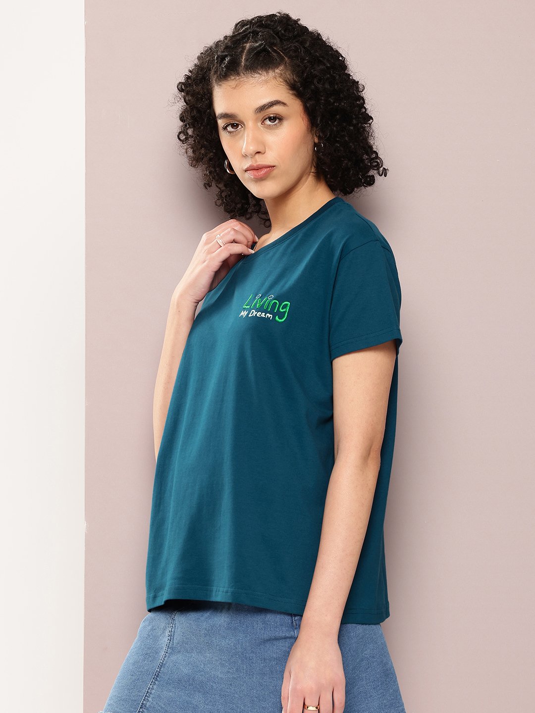 Womens Half Sleeve Round Neck Boxy Fit T-Shirts