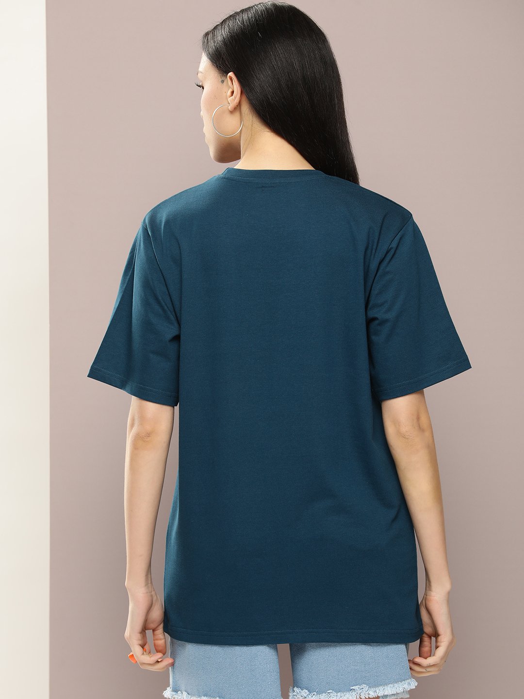 Womens Short Sleeve Round Neck Oversized Fit T-Shirt