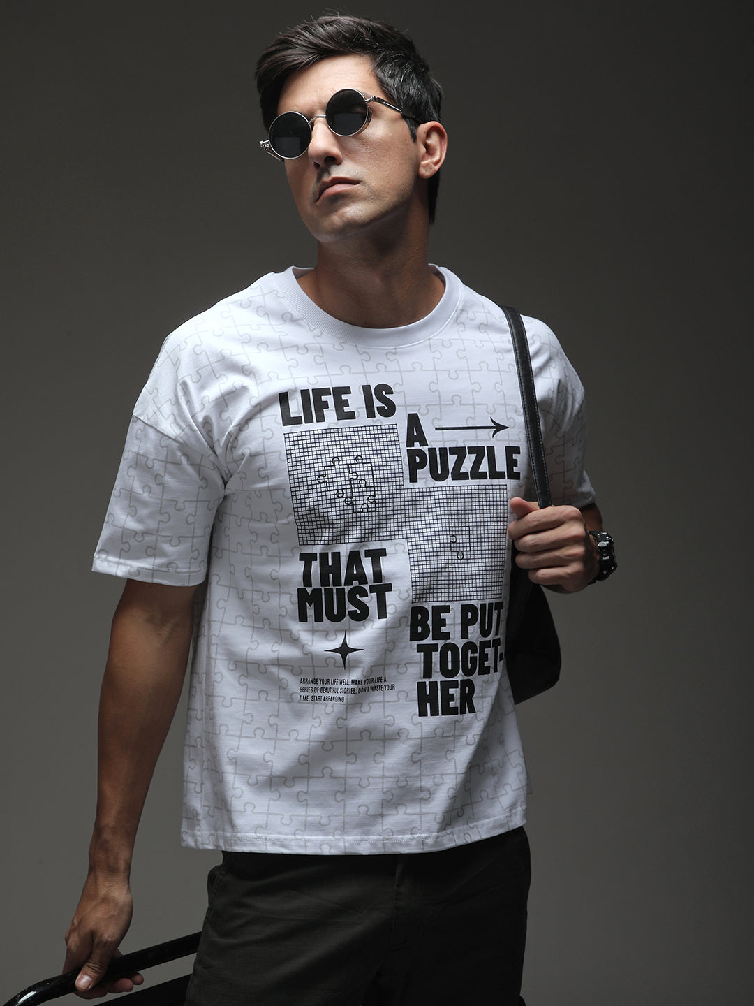 Mens Half Sleeve Drop Shoulder Printed Oversized Fit T-Shirts