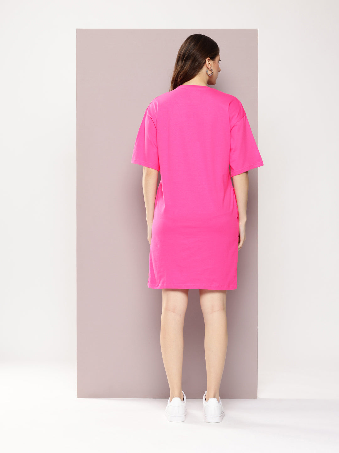Womens Oversized Short Sleeves Printed Tshirt Dress