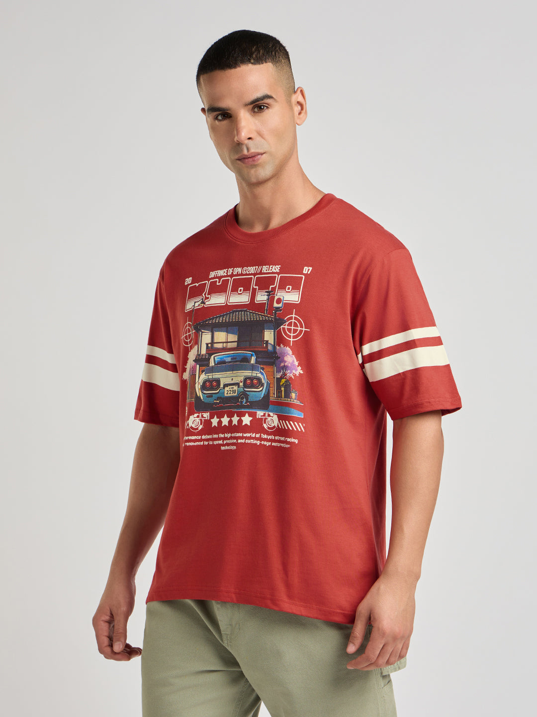Mens Printed Oversized Cotton Round Neck Tshirt
