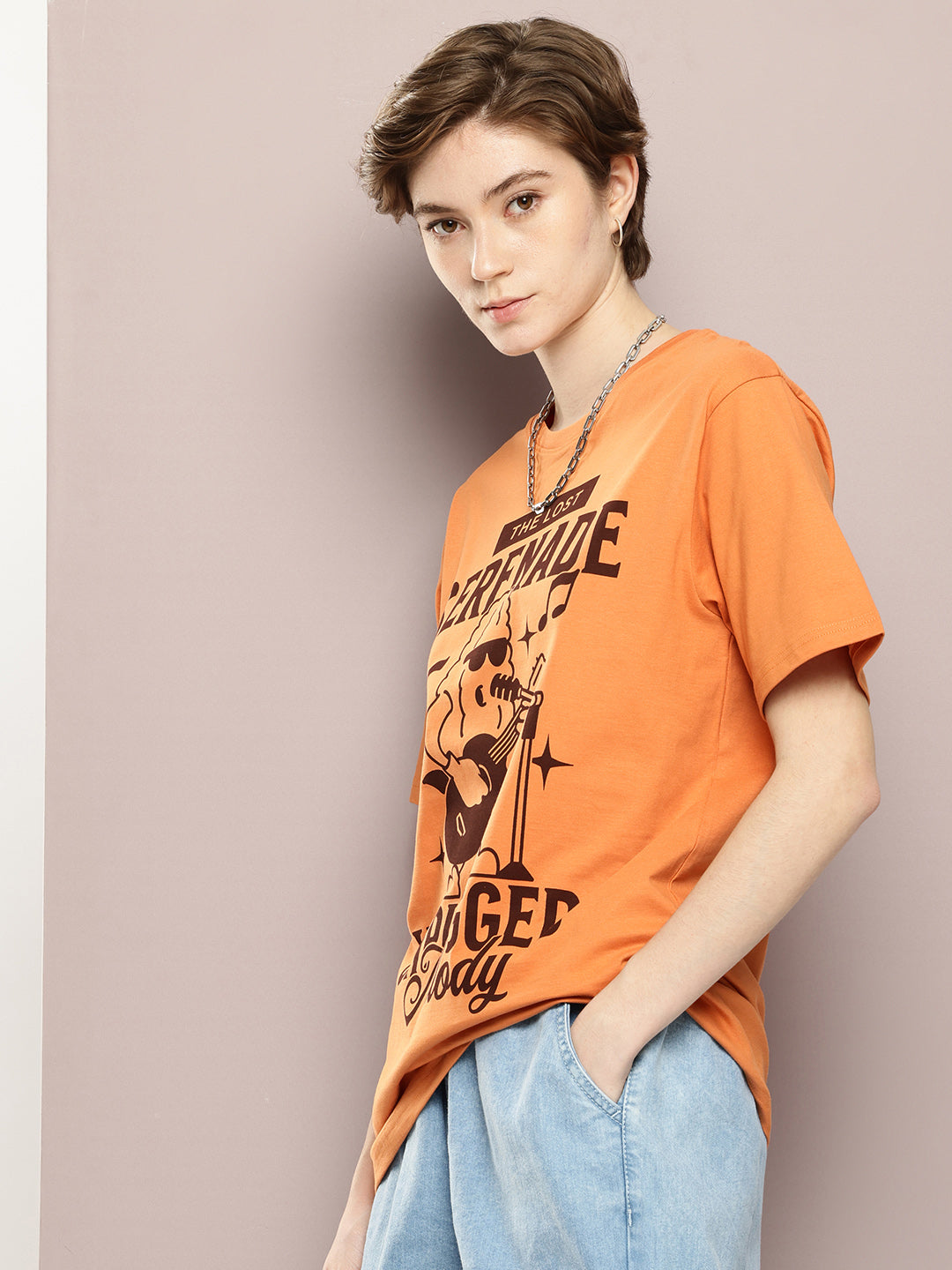 Womens Half Sleeve Round Neck Printed Oversized Fit Tshirts
