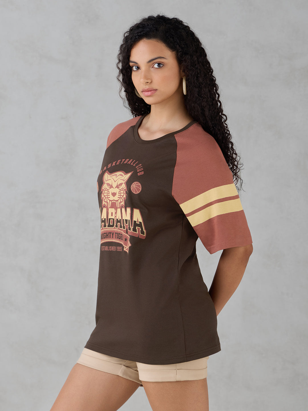 Womens Half Sleeve Printed Oversized Fit Tshirt